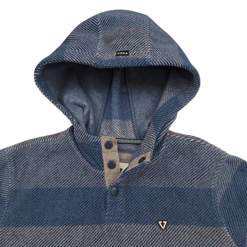 Vissla Hoodie Boys Large 12 Blue Fleece Striped Cozy Comfy Warm Travel Outdoor - Picture 2 of 12